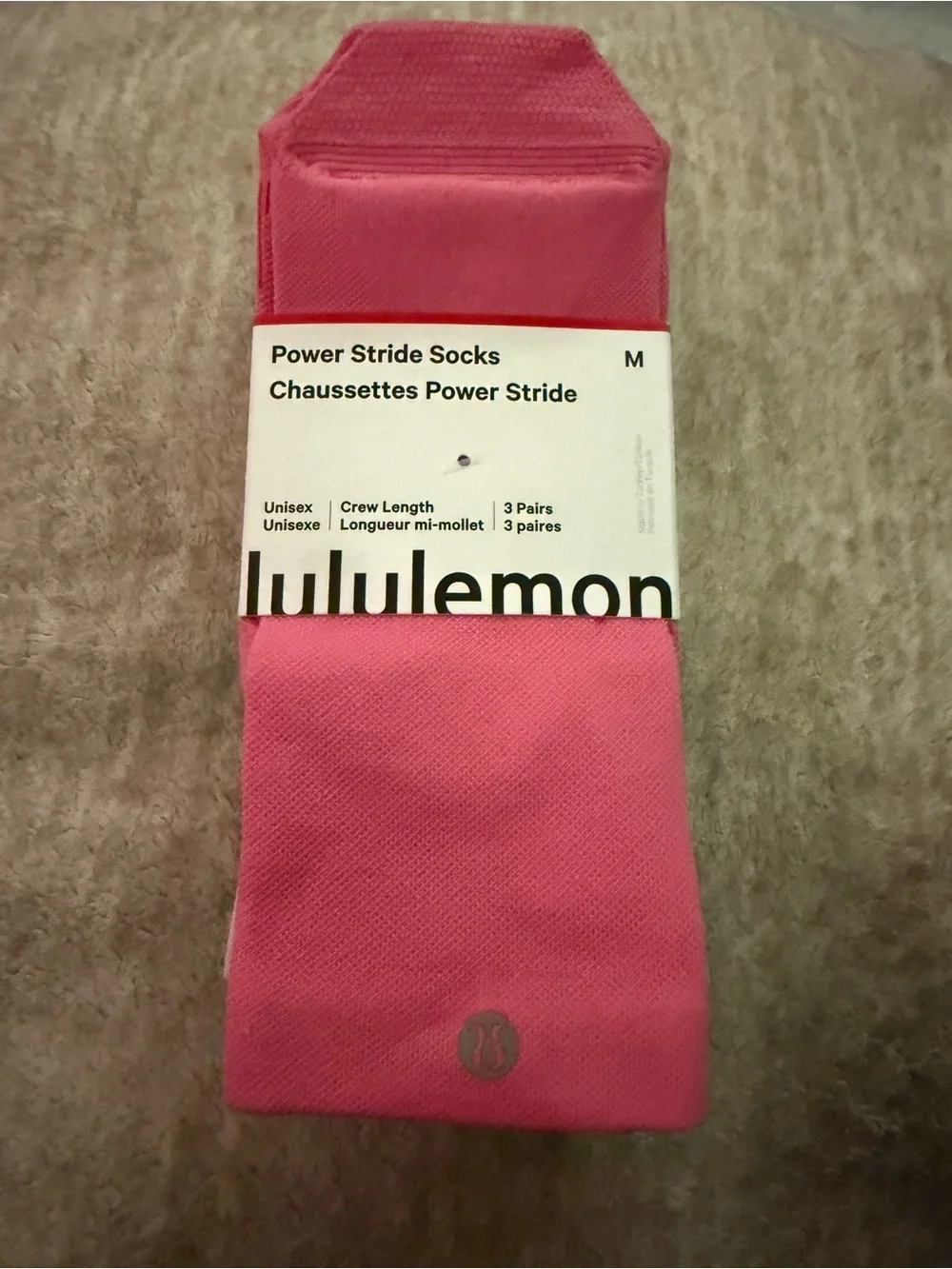 New Lululemon Power Stride Crew Socks Medium Pink Lavender Blue